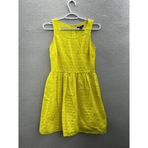 Old Navy Womens Dress Size 4 Yellow Eyelet Embroidered Sleeveless